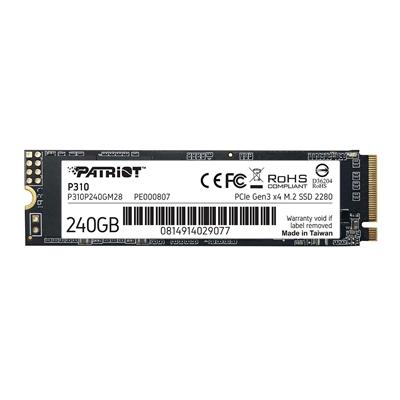 Patriot P310 (P310P240GM28) 240GB NVMe SSD, M.2 Interface, PCIe Gen3, 2280, Read 1700MB/s, Write 1000MB/s, 3 Year Warranty