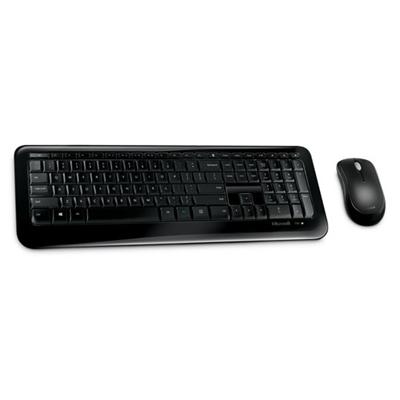 Microsoft 850 Wireless Keyboard and Mouse, 2.4 GHz, Optical Mouse, Full-Size Keyboard, Spill-Resistant, Quiet-touch Keys, Compatible with Windows, Mac and Android, QWERTY UK English Layout, Black