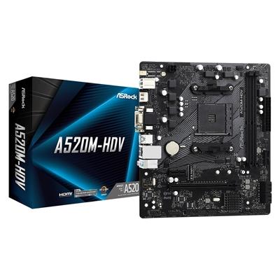 ASRock A520M-HDV AMD Socket AM4 Micro ATX HDMI/VGA/DVI M.2 USB 3.2 Gen1 Motherboard