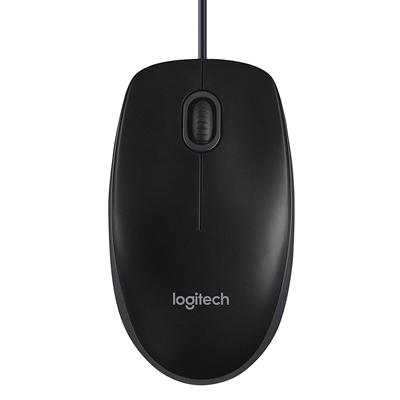 Logitech B100 Wired USB Mouse, 3-Buttons, 1000dpi and Optical Tracking, Ambidextrous Design for PC, Mac and Laptop, Black