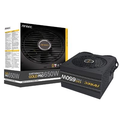 ANTEC EarthWatts Gold Pro 650W PSU, 120mm Silent Fan, 80 PLUS Gold, Semi Modular, UK Plug, 100% High Efficiency Japanese Capacitors, Continuous Power Guarantee with High Current Rails