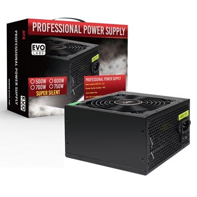 EVO LABS BR750-12BL 750W PSU, 120mm Black Silent Fan with Improved Ventilation, Non Modular, Stable & Reliable, Retail Packaged