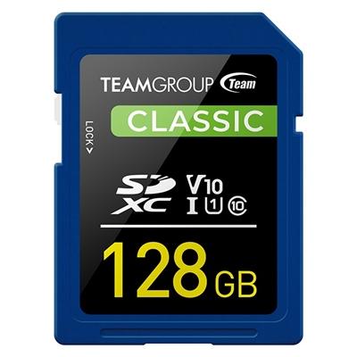 Team TSDXC128GIV1001 Classic Flash Memory Card, 128GB, SDHC, UHS U1, Retail Packed