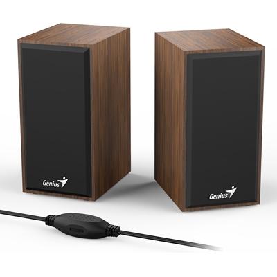 Genius SP-HF180 2.0 Desktop Speakers, Stereo Sound, USB Powered Plug and Play, 6w, 3.5mm with Volume Control, Wooden