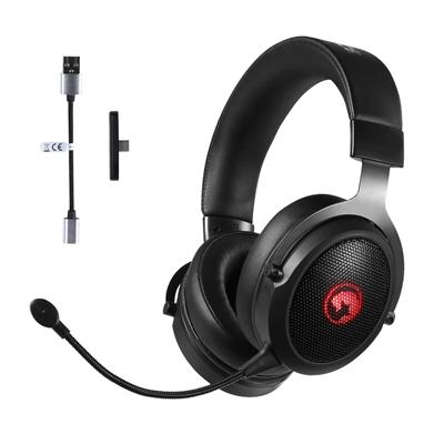 Marvo Scorpion HG9088W 2.4G and BT 5.0 Wireless Gaming Headphones, Surround Sound, 7 Colour Lighting – PC, Android, MAC OS, iOS, PS4, PS5 and Switch Compatible, 50mm Audio Drivers, Omnidirectional Removable Mic