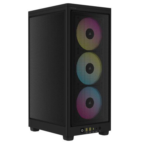 Corsair iCUE 2000D RGB Airflow Mini ITX Gaming Case, Mesh Panels, 3 RGB Fans, Triple-Slot GPU Support, USB-C, RGB Controller, Requires SFX/SFX-L PSU, Black