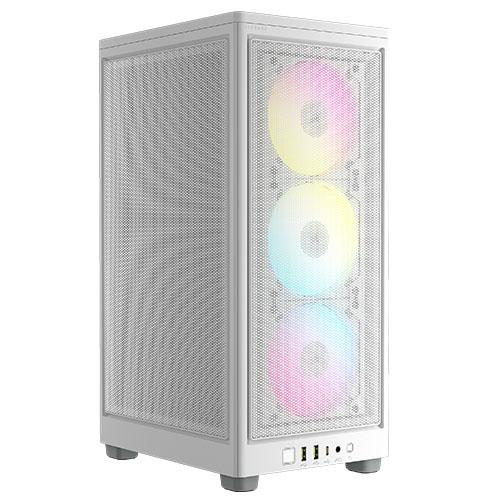 Corsair iCUE 2000D RGB Airflow Mini ITX Gaming Case, Mesh Panels, 3 RGB Fans, Triple-Slot GPU Support, USB-C, RGB Controller, Requires SFX/SFX-L PSU, White
