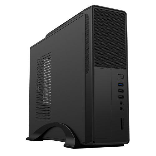 Spire S014B Micro ITX Slim Desktop Case, 300W PSU, Mesh Front, 8cm Fan, Card Reader, USB 3.0, Black