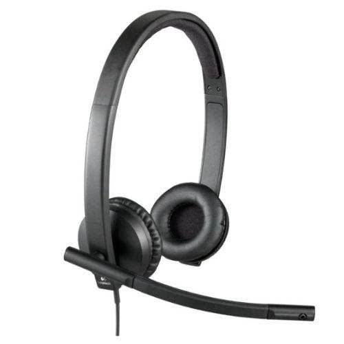 Logitech H570E Stereo Headset with Boom Mic, USB, In-Line Controls, Noise & Echo Cancellation, Leatherette Ear Pads