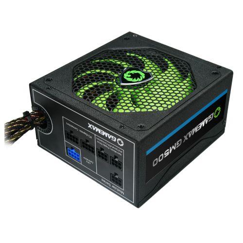 GameMax 500W GM500 PSU, Semi-Modular, 14cm Silent Fan, 80+ Bronze, Black Mesh Cables, Power Lead Not Included