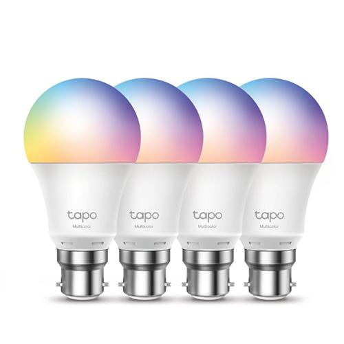 TP-LINK (TAPO L530B 4-Pack) Wi-Fi LED Smart Multicolour Light Bulb, Dimmable, App/Voice Control, Bayonet Fitting