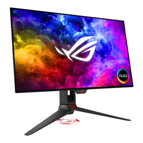 Asus 26.5″ ROG Swift OLED 1440P HDR Gaming Monitor (PG27AQDM), 2560 x 1440, 0.03ms, USB, 240Hz, Heatsink, DisplayWidget, RGB Lighting, VESA