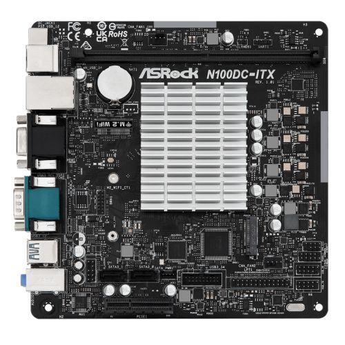 Asrock N100DC-ITX, Integrated Intel Quad-Core N100, Mini ITX, 1 DDR4, VGA, HDMI, DC Jack, Fanless Design, 1x M.2