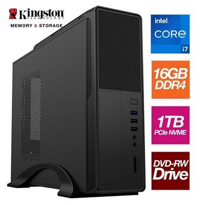 Small Form Factor – Intel i7 12700 12 Core 20 Threads 2.10GHz (4.90GHz Boost), 16GB Kingston RAM, 1TB Kingston NVMe M.2, DVDRW Optical, with Wi-Fi 6 – Small Foot Print for Home or Office Use – Pre-Built PC