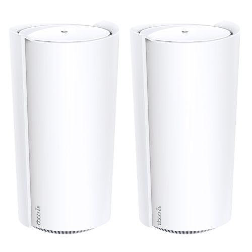 TP-LINK (DECO XE200) AXE11000 Tri-Band Whole Home Mesh Wi-Fi 6E System, 2 Pack, 16-Stream WiFi, 10G LAN, AI-Driven Mesh, Voice Control