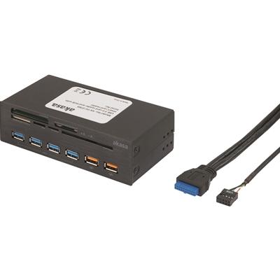 Akasa InterConnect EX 5.25″ Internal 5-Slot USB 3.0 and Memory Card with 2 Fast Charging Ports Card Reader