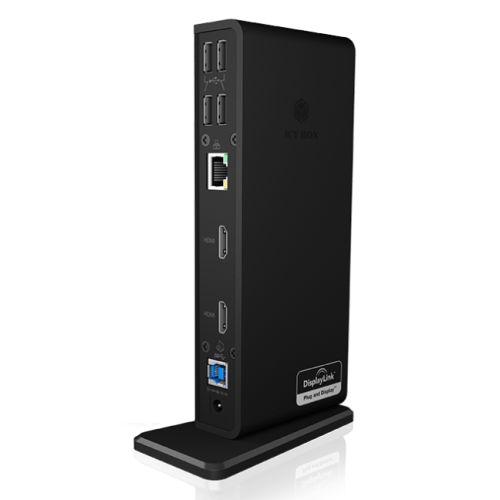 Icy Box (IB-DK2251AC) USB-A/C 11-in-1 Docking Station – 6x USB-A, 2x HDMI, RJ45, 3.5mm Jack, 1x USB-A Charging