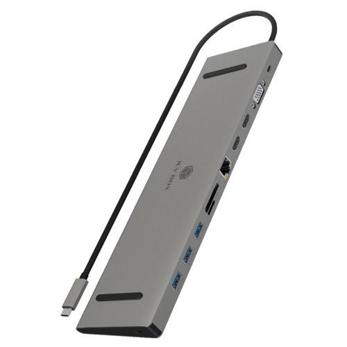 Icy Box (IB-DK2106-C) USB-C 11-in-1 Docking Station – 3x USB-A, 2x HDMI, VGA, RJ45, Card Reader, 3.5mm Jack, 1x USB-C 100W Charging