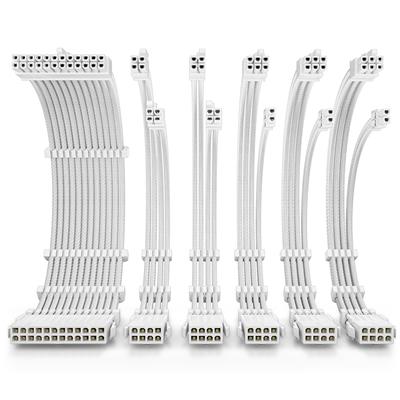 Antec White PSU Extension Cable Kit – 6 Pack (1x 24 Pin, 2x 4+4 Pin, 3x 6+2 Pin)