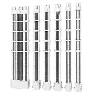 Antec White/Grey PSU Extension Cable Kit – 6 Pack (1x 24 Pin, 1x 4+4 Pin, 2x 8 Pin, 2x 6 Pin)