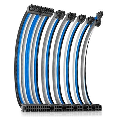 Antec Black/Grey/Blue/White PSU Extension Cable Kit with black connectors ? 6 Pack (24 PIN / 1 x CPU 4+4 / 2x PCI-E 8 / 2 x PCI-E 6)
