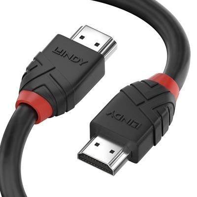 LINDY 36470 Black Line HDMI Cable, HDMI 2.0 (M) to HDMI 2.0 (M), 0.5m, Black & Red, Supports UHD Resolutions up to 4096×2160@60Hz, Triple Shielded Cable, Corrosion Resistant Copper Coated Steel with 30AWG Conductors, Retail Polybag Packaging