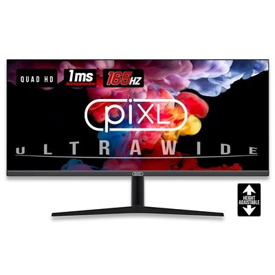 piXL 34-inch UWQHD UltraWide 165Hz Gaming Monitor with 100% sRGB Colour Gamut, Quad HD 3440 x 1440 IPS Panel & 1ms Response Time, 3 Year Warranty