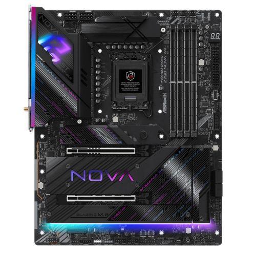 ASRock Z790 Nova WiFi PHANTOM GAMING Intel 1700 Socket Motherboard, ATX, 4x DDR5 Slots, 7x M.2 Sockets, 2x USB-C Port, Fitted I/O Shield, 2.5GbE LAN, Wi-Fi 7, 1x DisplayPort / 1x HDMI Port