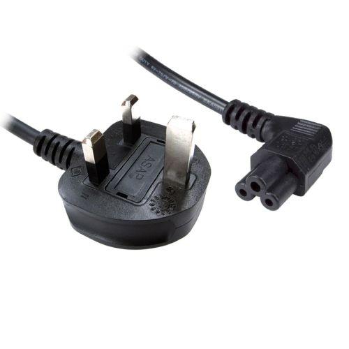 Jedel UK Power Lead, Cloverleaf, Moulded Plug, Right Angle Connector, 1 Metre