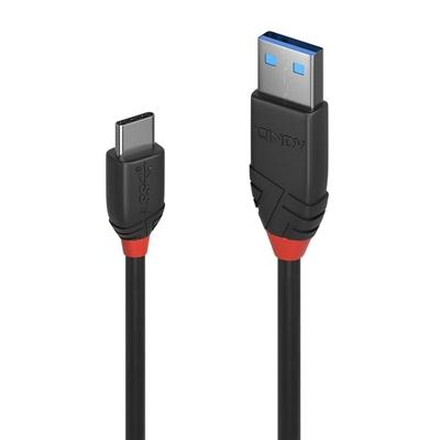 LINDY 36916 Black Line USB Cable, USB 3.2 Type-A (M) to USB 3.2 Type-C (M), 1m, Black & Red, SuperSpeed USB Supports Data Transfer Speeds up to 10Gbps, Robust PVC Housing, Nickel Connectors & Gold Plated Contacts, Retail Polybag Packaging
