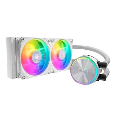 CoolerMaster PL240 Flux, 240mm All-in-One Hydro CPU Cooler, White Edition, 2x120mm PWM Fan, ARGB LEDs, Aluminium / Copper