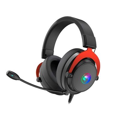 Marvo Scorpion HG9067 7.1 Virtual Surround Sound RGB Gaming Headset, Flexible Omnidirectional Microphone, 50mm Audio Drivers, USB Connection, Black and Red