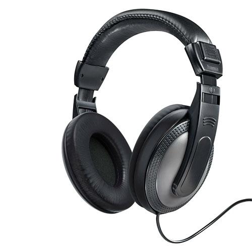 Hama ShellTV Headphones, 3.5 mm Jack (6.35mm Adapter), 40mm Drivers, 2m Cable, Padded Headband, Black/Dark Grey