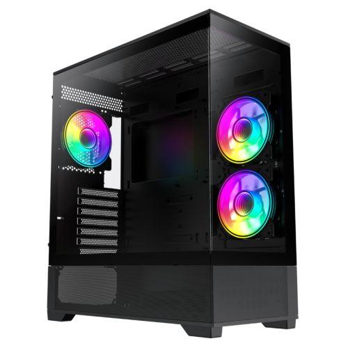 GameMax Vista ATX Gaming Case w/ Glass Side & Front, Mesh Panelling, 3x ...