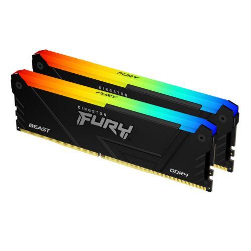 Kingston Fury Beast RGB 16GB Kit (2 x 8GB), DDR4, 3200MHz (PC4-25600), CL16, XMP, DIMM Memory