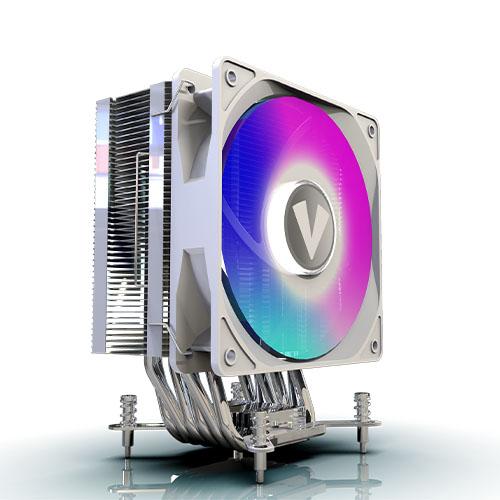 Vida Boreas White ARGB Heatsink & Fan, Intel/AMD, 2000RPM Hydraulic Fan, 6 Copper Heatpipes, 220W TDP, Optional Plain White Fan included