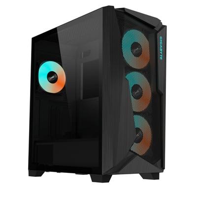 Gigabyte C301 Glass Mid Tower ARGB Gaming PC Case V2, Black, Tempered Glass, USB Type-C, 4X ARBG Fans Included, 3 years warranty