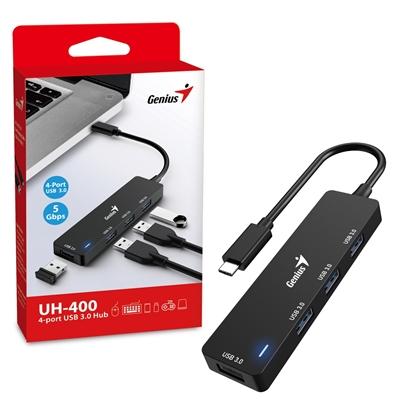 Genius 4 Port USB-C Hub, 4 x USB 3.0 Type-A (F) Ports, Plug and Play Installation