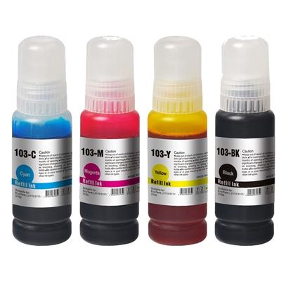 InkLab 103 Epson Compatible EcoTank Ink Bundle, Black, Cyan, Magenta and Yellow
