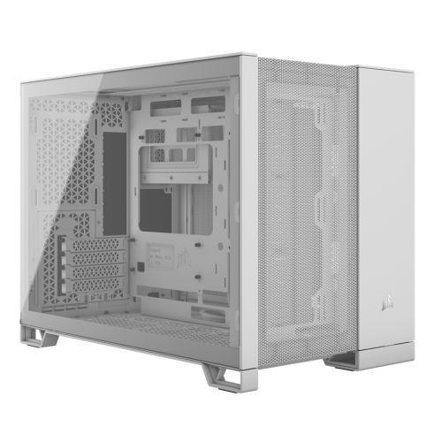 Corsair 2500D Airflow Dual Chamber Gaming Case w/ Glass Window, Micro ATX, No Fans Inc., Fully Mesh Panelling, USB-C, White