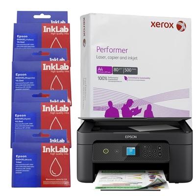 Epson Expression Home XP-3200 C11CK66401 Inkjet Multifunction Printer, Colour, Wireless, All-in-One, Duplex, InkLab 604 Epson Compatible Multipack Replacement Ink, Single Ream of Xerox Performer A4 80GSM Office Paper