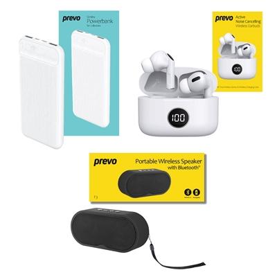 Prevo Entertainment Bundle with Active Noise Cancelling Earbuds, 10000mAh Powerbank & Mains Charger