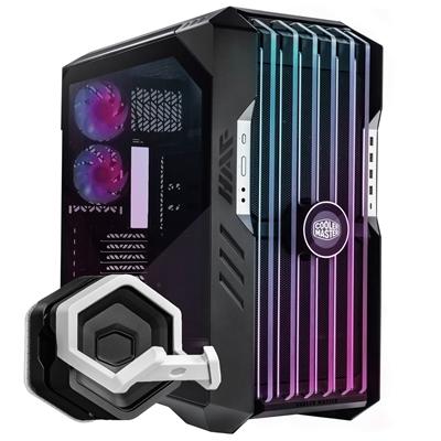 Cooler Master HAF 700 EVO Case, Titanium Grey, Full Tower, 4 x USB 3.2 Gen 1 Type-A, 1 x USB 3.2 Gen 2 Type-C, Tempered Glass Side Window Panel, Edge Lit Front Intake Blades with IRIS Customisable LCD Assistant