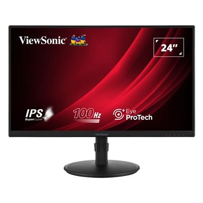 Viewsonic VA2408-HDJ 24 Inch IPS Monitor, Full HD, 100Hz, 5ms, VGA, HDMI, Display Port, Height Adjust, Pivot, Swivel, Int PSU, VESA