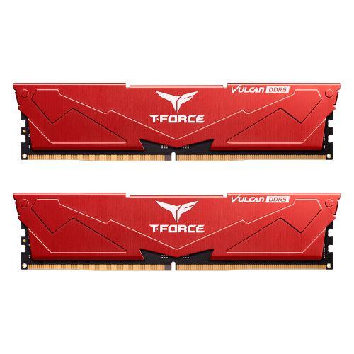 Team T-Force Vulcan 32GB Kit (2 x 16GB), DDR5, 6400MHz (PC5-5120), CL40, ECC, XMP 3.0, PMIC, DIMM Memory, Red
