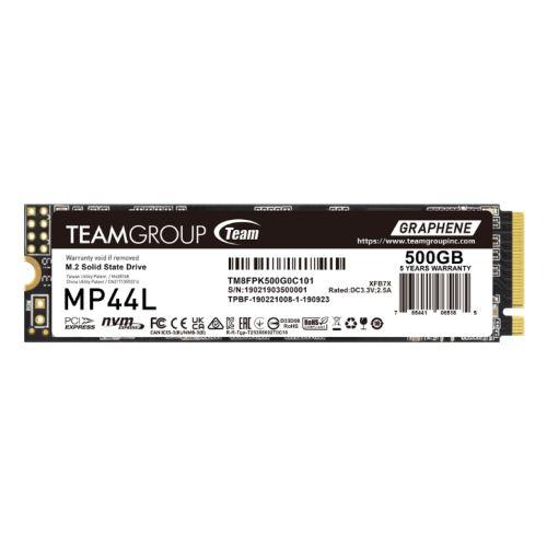 Team 500GB MP44L M.2 NVMe Gen4 SSD, M.2 2280, PCIe4, R/W 5000/2500 MB/s, Heat Dissipating Graphene Label