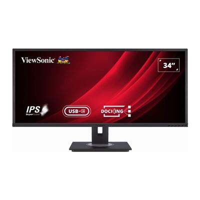Viewsonic VG3456 34″ Ultra-Wide Docking Monitor, 2xHDMI, Display Port, USB-C, WQHD, 60Hz, 5ms, Freesync, Speakers, VESA, Height Adjust, Black