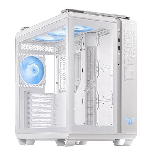 Asus TUF Gaming GT502 Plus Case w/ Front & Side Glass Windows, ATX, Dual Chamber, Modular Design, 4x ARGB Fans & Lighting Hub, USB-C, Carry Handles, White