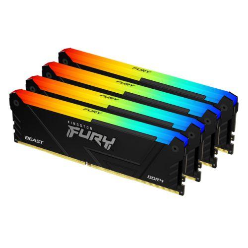 Kingston Fury Beast RGB 32GB Kit (4 x 8GB), DDR4, 3200MHz (PC4-25600), CL16, XMP, DIMM Memory