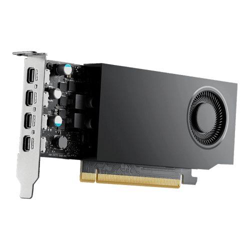 PNY RTXA400 Professional Graphics Card, 4GB DDR6, 4 miniDP 1.4 (4x DP adapters), 768 CUDA Cores, Low Profile (Bracket Included), Retail